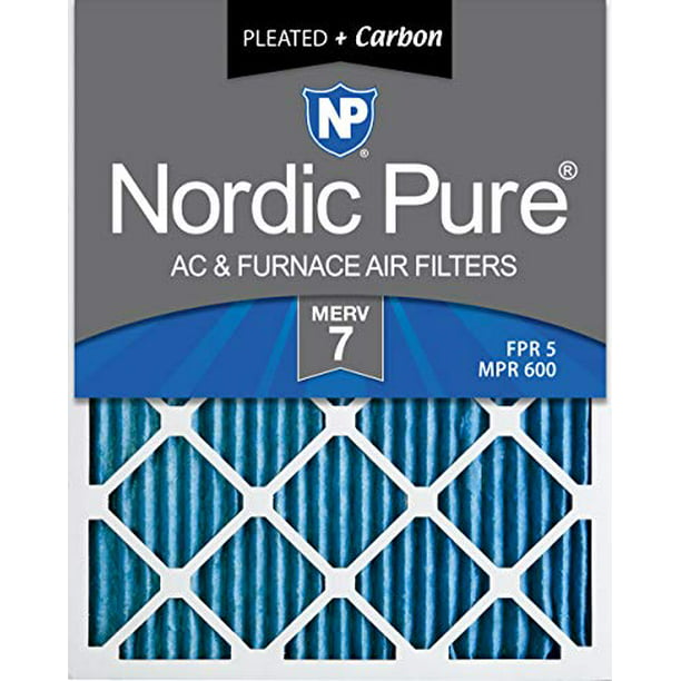 2 PACK 2 Piece Nordic Pure 16x20x1 Pure Carbon Pleated Odor Reduction AC Furnace Air Filters 